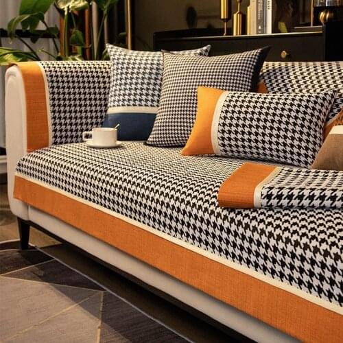 Patchwork Chenille Plaid Sofa Cover for Living Room 1/2/3/4 Seats Jacquard Corner Leather Couch Slipcover Sofa Towel Non-slip