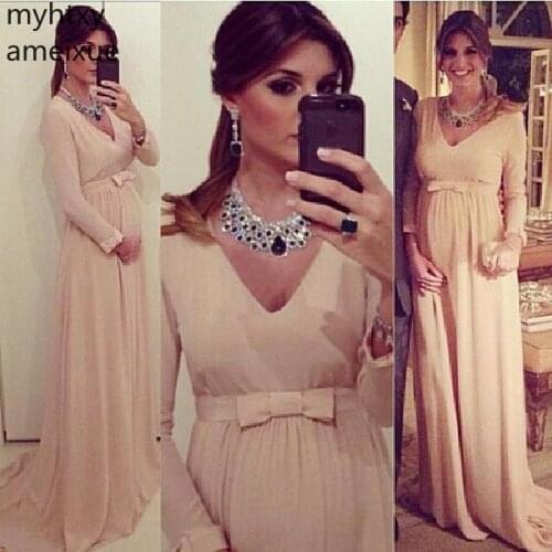 Hot New Arrival Chiffon A-line Evening Dresses Long Sleeve Abendkleider 2020 Cheap Gowns Kaftan Dubai Party Dress Robe De Soiree