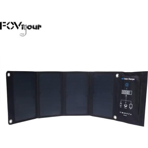 FOVigour Solar Charger 24W Solar Powered Phone Charger with 3 USB Ports Foldable Camping Travel Charger for Smart Phone