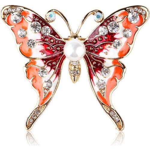 Utei Jewelry Gold Color Alloy Elegant Enamel Cute Butterfly Brooch Fantastic Lady Scarf Pin For Party Clothes Accessories