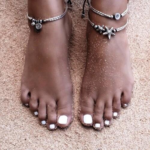 Vintage Bracelet Foot Jewelry Retro Anklet For Women Girls Ankle Leg Chain Charm Starfish Beads Bracelet Beach Jewelry