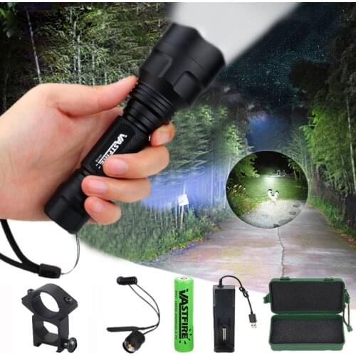 Waterproof Tactical Torch 5000 Lumen XML T6 LED Hunting Light+25 MM Mount +Remote Pressure Switch+Battery+Charger