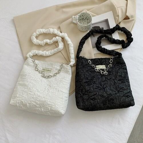 Womens Bag Fashion Pleated Flower Shoulder Crossbody Bags for Women 2021 Female bag Casual Chain Small Shopper Purse Handbags