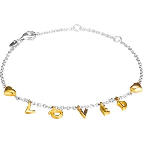 Valentines Day Shine Loved Script Bracelet Authentic 925 Silver Bracelets For DIY Beads Woman Fashion Bracelets For Jewelry Mak