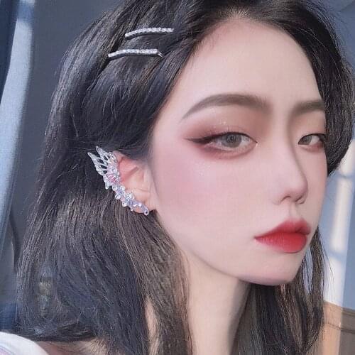 1Pc One-Piece Earrings Butterfly Right Ear Bone Girl Lady Beauty Trendy Woman Elegant Metal Cute Fake Diamond Earring Accessory