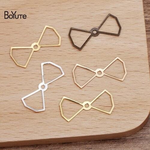 BoYuTe 100Pcs Filigree Copper Metal Stamping Plate 11*22MM Bowknot Diy Hand Made Jewelry Findings Components