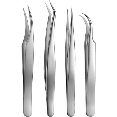 3/4 pcs Precision Electronic eyelash extension Tweezers Pressing Type Stainless Picking Mounting Tools