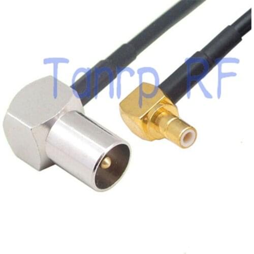 50CM Pigtail coaxial jumper RG174 extension cord cable 20in TV male plug to SMB male plug both right angle 90 degree RF adapter
