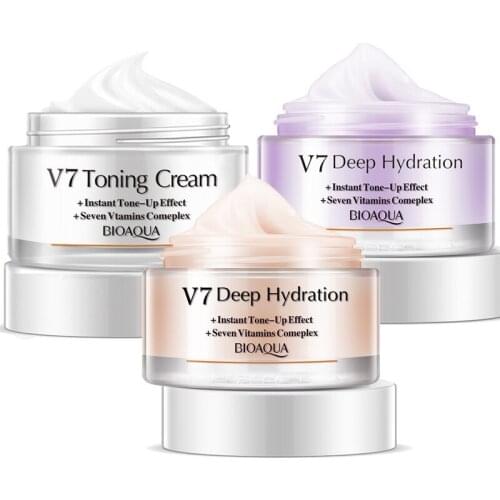 Bioaqua Crystal Clear Moisturizing V7 Natural Core Cream Moisturizing Brightening Skin Color Base Cream Noble Lady Fair Cream