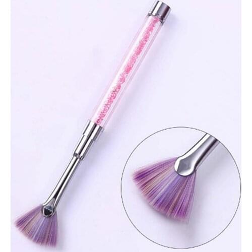 Glitter Powder Drawing Pen Rhinestone Handle Fan Shaped Nail Art Dust Glitter Powder Remover Nail Art Brush Pen Manicure Brushes