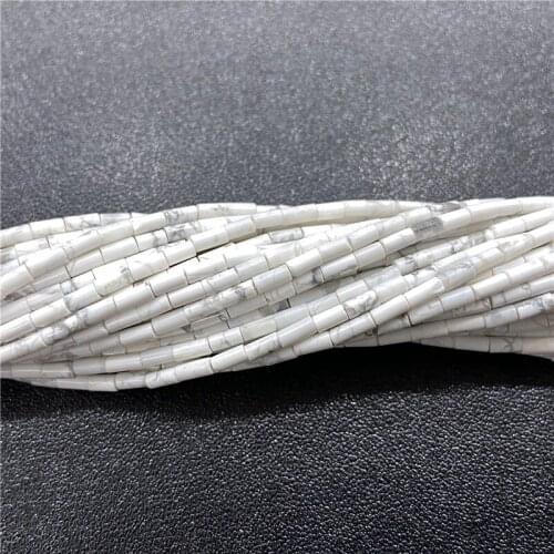 15.5" Natural Howlite Tube Stone Beads 2*2*4 mm Polished Centered Drilled Strand Beads For DIY Making Jewelry Earings Pendant
