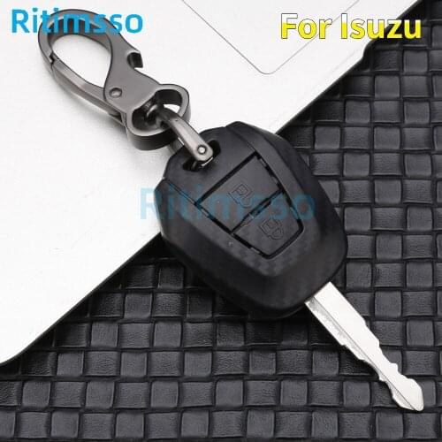 Carbon Fiber Pattern Car Key Shell Case Fit for ISUZU D-Max TOY43 Blade Key Fob Cover Replacement 2 Buttons
