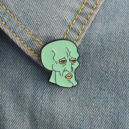Deformed octopus green cartoon character head personality exaggerated brooch can be used as a reward gift to encourage children