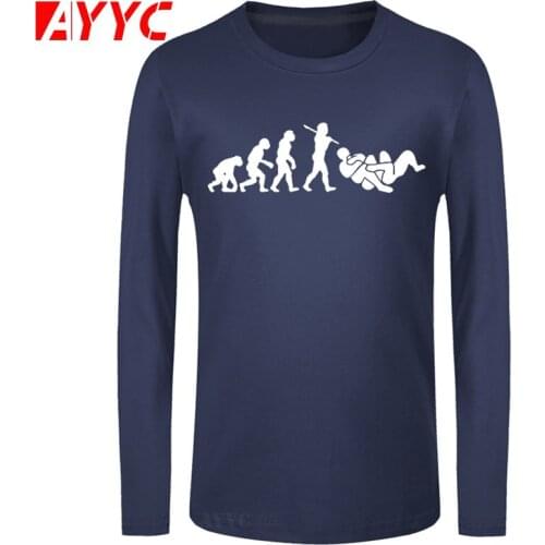 AYYC long sleeve tee Brazilian Jiu Jitsu Evolution Tees Shirt Men O-neck Cotton T-shirts Birthday Gift Hip Hop Tops Tees
