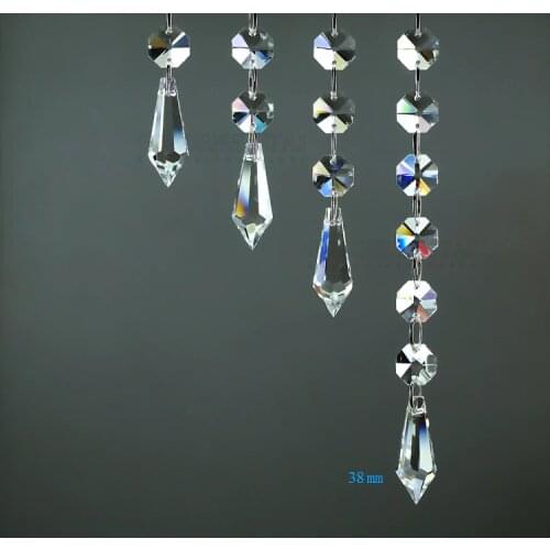 20pcs Top Grade Crystal Octagon Chandelier Beads with Icicle Prism Pendant Chandelier Lamp Accessories Garland Strand Decoration