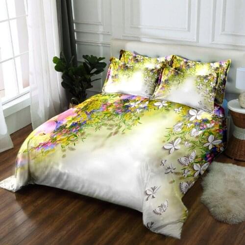 Custom size 4pcs bedding sets bedsheet Duvet Pillowcase flat sheet bed cover Twin king Queen Bed Linen king size flower print