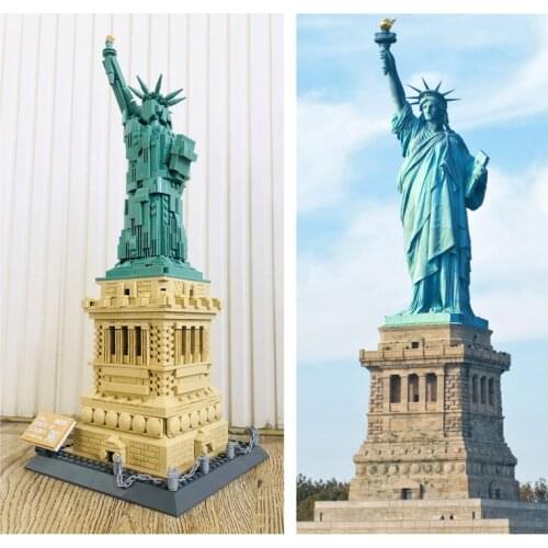 1577Pcs Architecture Building Blocks Statue of Liberty Model Sets Children Assemble Bricks DIY Toys Gift Compatible 21042