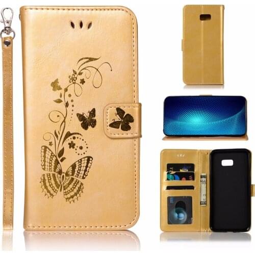 20pcs/lot Free shipping Gilding Butterfly leather skin cover case for Samsung Galaxy J4 plus/J4 Prime J6 plus/J6 Prime 2018 case