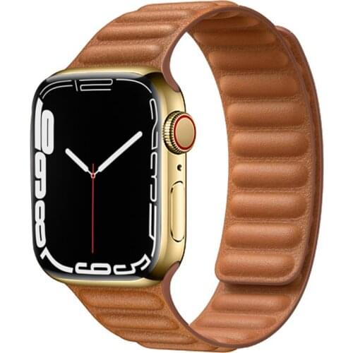 Leather link strap for Apple Watch band 44mm 40mm 42mm 38mm iwatch apple watch 6 SE 5 4 3 2 1 magnet loop buckle bracelet belts