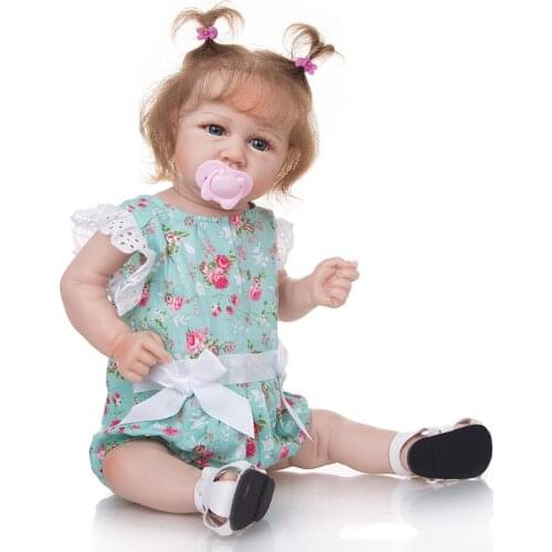 Cute bebe reborn Dolls realistic girl full body silicone vinyl bonecas white skin hand rooted hair reborn toddler doll gift 57cm