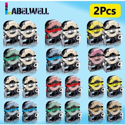 Labelwell 12mm Black on White/Clear SS12KW ST12KW label tape compatible for Epson Label Printer LW-300 LW-400 KingJim SR230C