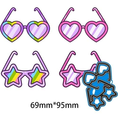 Metal Cutting Dies 2pcs Sunglasses for card DIY Scrapbooking stencil Paper Craft Album template Dies 69*95mm