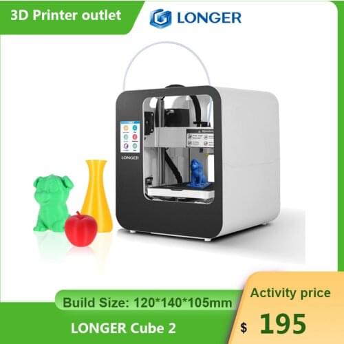 LONGER Cube 2 Mini Desktop 3D Printer Fully Assembled with 2.8 Inch LCD Touchscreen 120*140*105mm Detachable Nozzle Resume Print