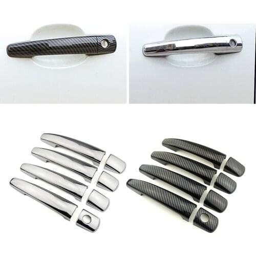 For Peugeot 207 208 MK1 Carbon Fiber Color Modify Refit Chrome Door Handle Cover Decoration Trim Protection Sticker