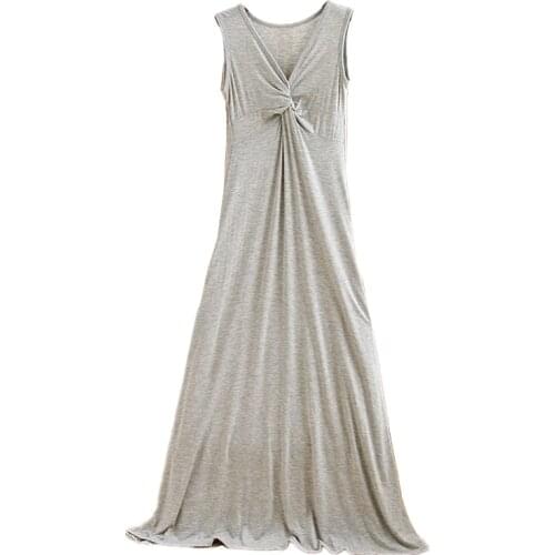 Modal Long Nightgowns Women Cotton Summer Sexy Sleevesless Women Sleepwear Sleep Dress Pyjamas Casual Outdoor Long Dress