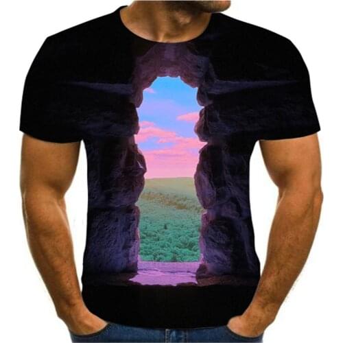 3D New Popular Animation Landscape Creative Art Design Colorful Funny T-shirt for Mens Short Sleeve S-6xl Street Style