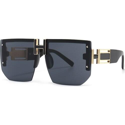2021 new square rock style flat top sunglasses trend street style modern retro UV400