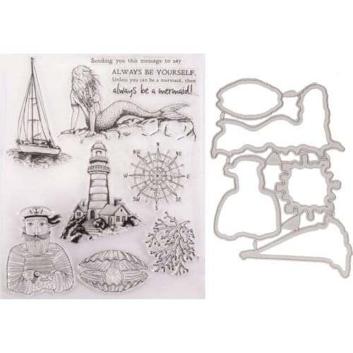 2020 New Arrival Sailing Fisherman Mermaid Metal Cutting Dies and Stamps DIY Scrapbooking Card Stencil Paper DIY Cards