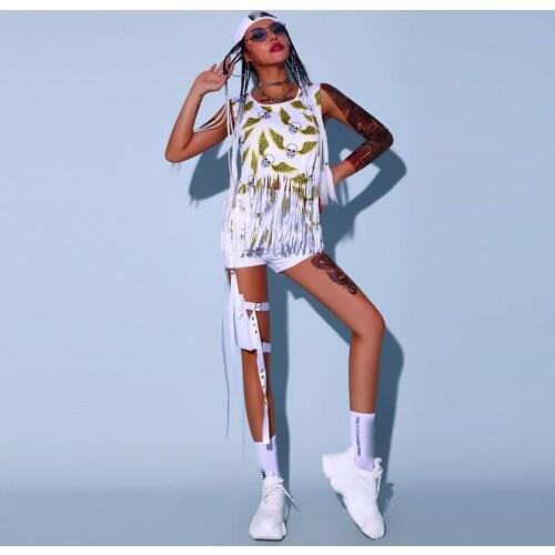 Pole Dance Clothing WomenS Sexy Fringe Practice Clothes Jazz Dance Clothes Korean Performance Dance Street Dance Wear DQS7121