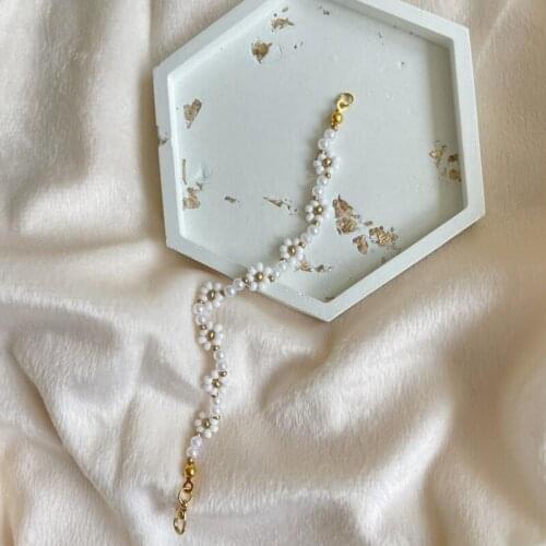 Handmade original white rice beads cute flower natural pearl Bracelet for women fashion accessories boutique jewelry，2021