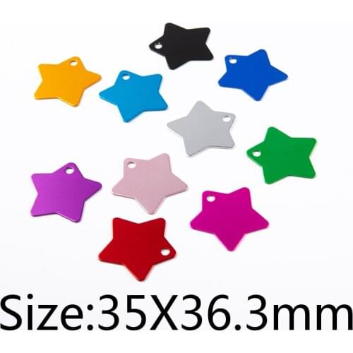 Blank 20Pcs Star Customized Dog ID Tags Name Tags For Puppies Dog Anti-Lost Pet Nameplate For Dogs Aluminum Engraving Tags