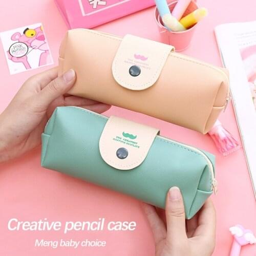 Pen bag female simple large capacity junior high school student male hipster literary button pen bag creative multi-functional