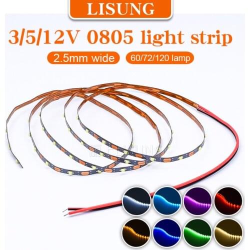 1M Dc 12v 3v 5v Led Strip Thin 2.5mm Width White Red Blue Green Yellow Model Airplane Sand Table Led Emitting Decoration Tape