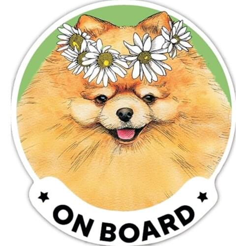 SZWL Dog Pomeranian on Board Car Sticker Colorful Decals Automobile Motorcycle Accessories Stickers Waterproof PVC,14cm*15cm