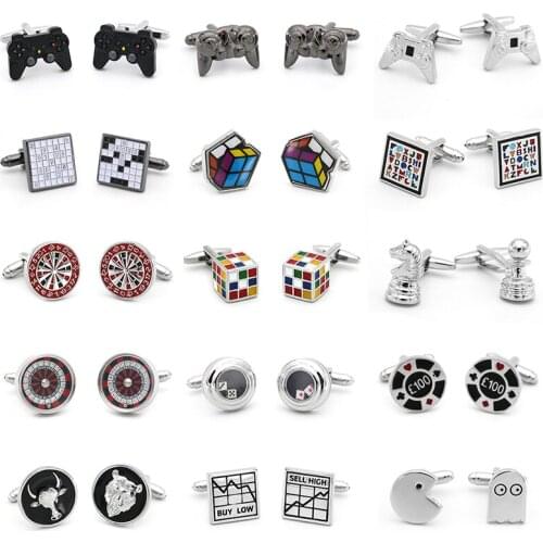 Fun Casual Childrens Shirt Cufflinks Magic Square Stock Dice Game Handle Sudoku Design Classic Retro Mens Jewelry