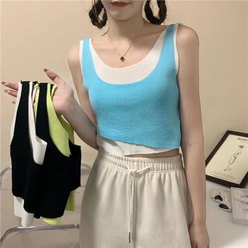 Women Tanks Tops Small Sling Vest Womens Knitted Summer 2021 Sleeveless Top Camis Crop Top For Women