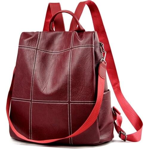 Women Bagpack Soft Pu Leather Fashion Backpack School Bags for Teenage Girls Double Shoulder Travel bag Pack Sac A Dos Softback
