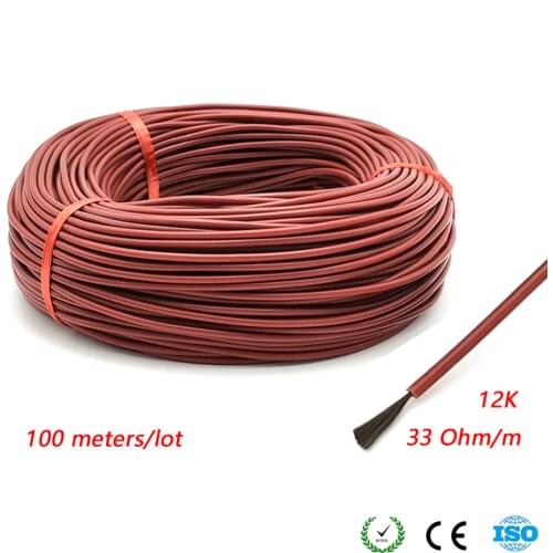 100 Meters 33 Ohm/m 3 mm Upgrade Silicone rubber Jacket Carbon Fiber Heating wire warm floor cable