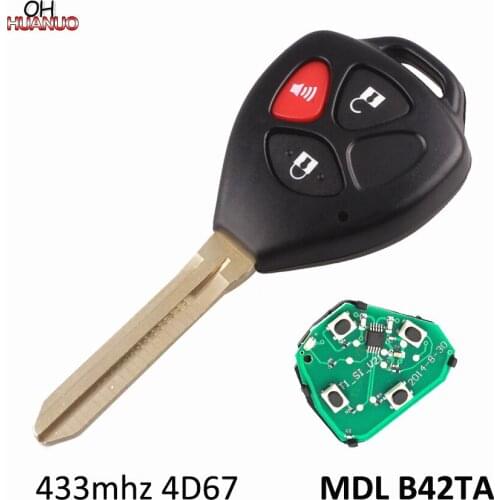 3 Buttons Remote Key 433Mhz With 4D-67 Chip inside for TOYOTA 2005 2006 2007 2008 Hilux TOY43 Blade 2+1 Buttons MDL B42TA