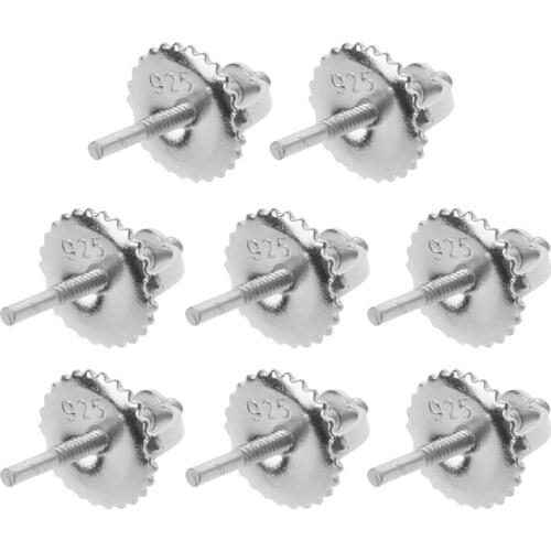 4 Pairs 925 Sterling Silver Secure Screw on Earring Backs Replacement for Diamond Earring Studs Screwbacks Locking Backs