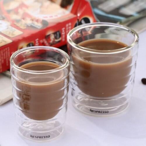 4Pcs/Set Coffee Cup Caneca Hand Double Wall Glass Tea Cups Whey Protein Canecas Nespresso Coffee espresso 85ml 150ml Thermal Cup