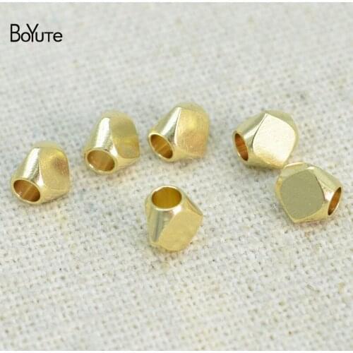 BoYuTe Wholesale (100 Pieces/Lot) Metal Brass 5*5MM-2MM Hole Triangle Beads Bodhi Diy Spacer Beads Jewelry Accessories