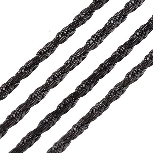 Width 2mm Women and Men Flat Chain Stainless Steel Necklace For Fashion High Quality Black Color Chain Jewelry