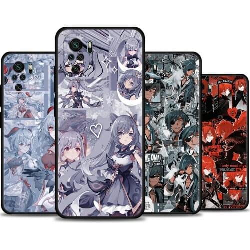Phone case For Redmi Note 10 Pro Max 9 9s 9t 8t 7 Cover Soft Funda for Redmi K40 Plus 9A 9C 9T Coque Genshin Impact Anime