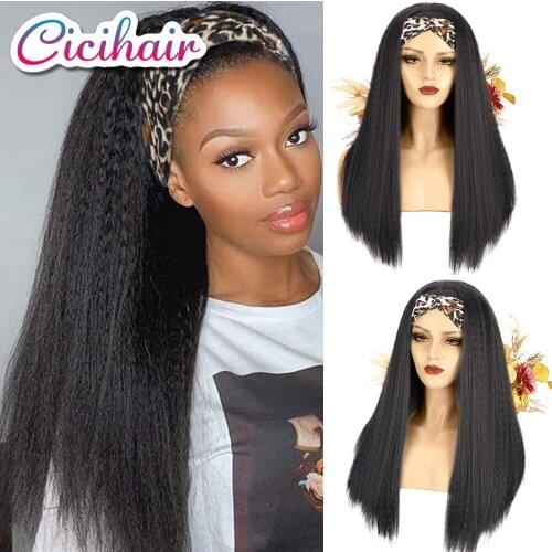 Cicihair Synthetic Wig For Black Women Long Ombre Yaki Straight Headband Wig With Highlights Women Headband Wig For Daily Use