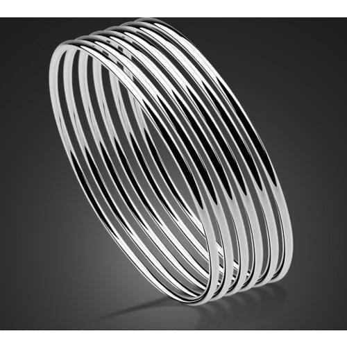 DIY Collocation Brand Jewelry Rose Gold 100% 925 Sterling Silver Bracelets Bangles Female Simple bare Charm Bracelet For Women